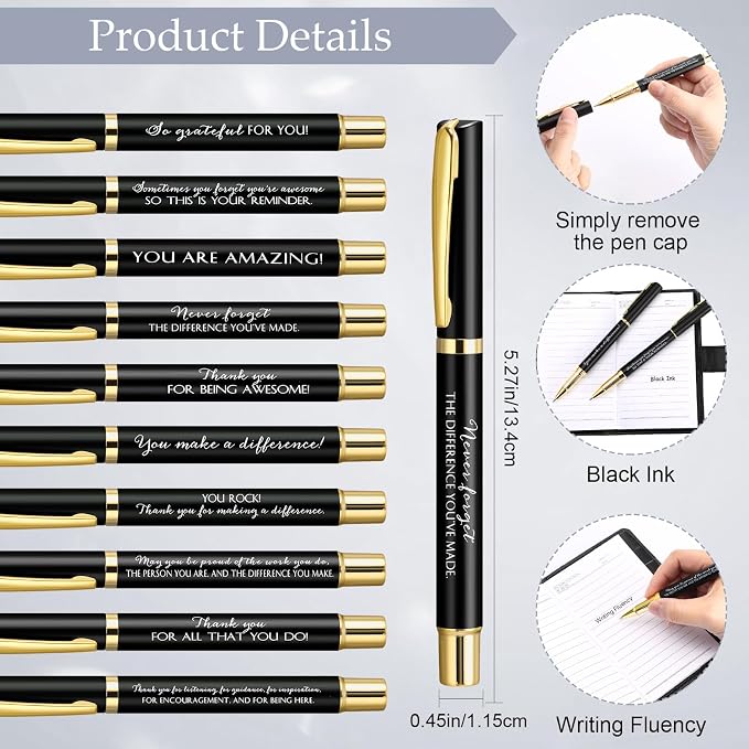 Dispowreath 10 Sets Thank You Leather Journal Notebook with Appreciation Ballpoint Pen Employee Gift for Teacher Nurse Coworker Team Office Staff Vet Tech Housekeeper (Black,Appreciation Sign)