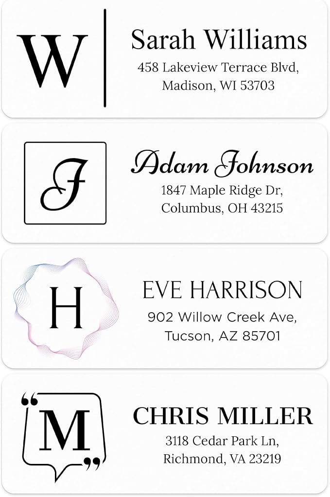 Personalized Return Address Labels, Custom Address and Name Mailing Labels Square for Envelopes & Branding - Script 1x2.6 Inches Flat Sheet of 60-1200 Made in USA by My Sign Center