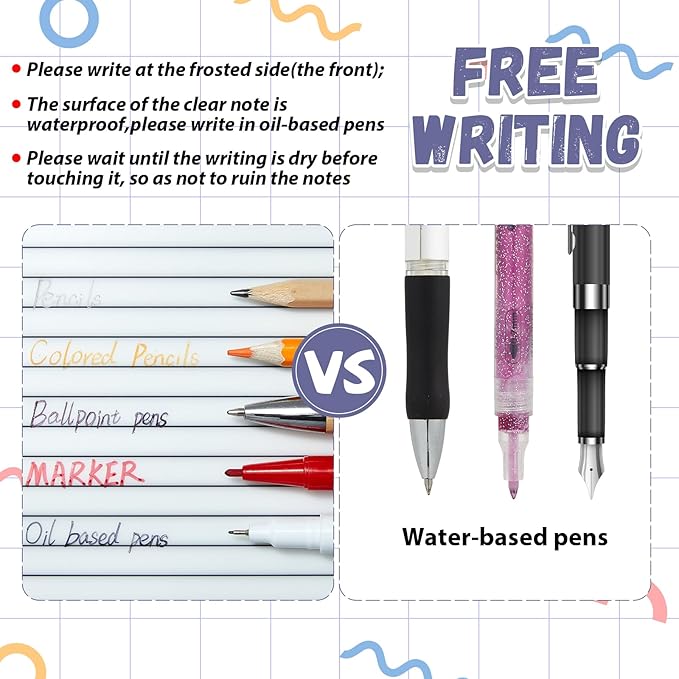 Gueevin 2 Pads 100 Sheets 8.5 x 11 Inch Transparent Sticky Notes, Extra Large Clear Self Sticky Notes, Waterproof Jumbo Translucent Paper, Office Supply