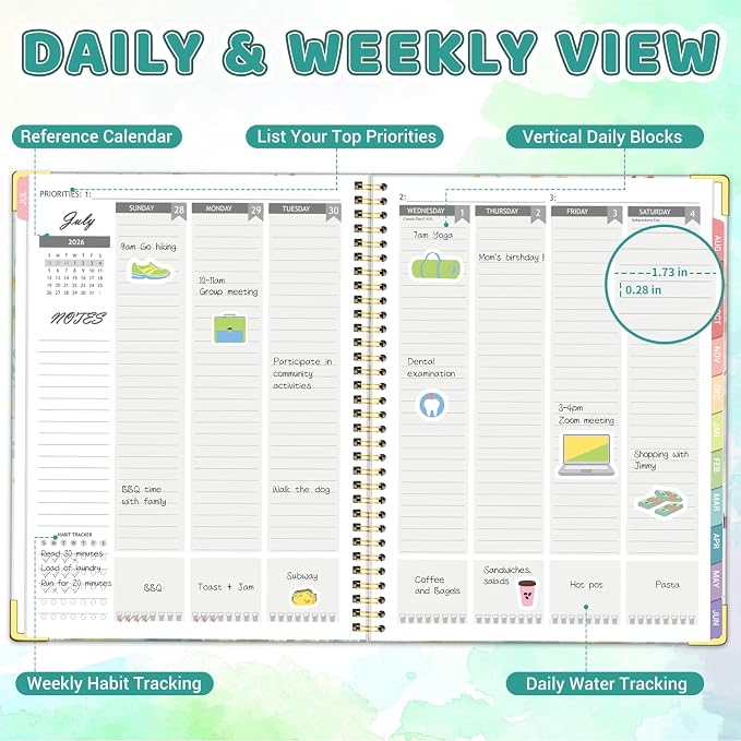 Academic Planner 2026-2027, 8.5" x 11", Hardcover Weekly Planner, Tree | Calendar Planner July 2026 - June 2027, Agenda Book with Tabs, Inner Pocket and Sticker for Office & School, A4