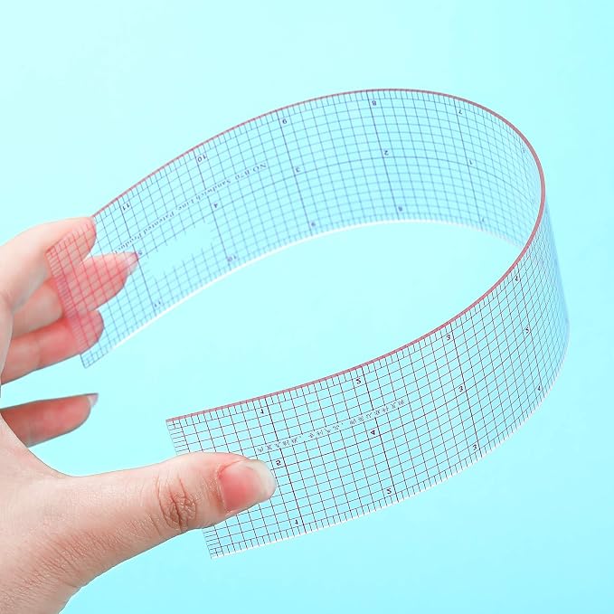 6 Pieces Clear Rulers Sewing Transparent,Plastic,Beveled,French Inch,Metric and L-Square Rulers Measuring Tool Set with 2 Grid Scales for Clothes Design