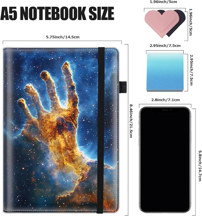 Hardcover Executive Notebooks, A5 PU Leather Lined Journal Notebook, 200 Pages Thick Paper Subject Notebooks for School,Work,Home Writing Business Notebook, Diary Book ，Colors Nebula Space