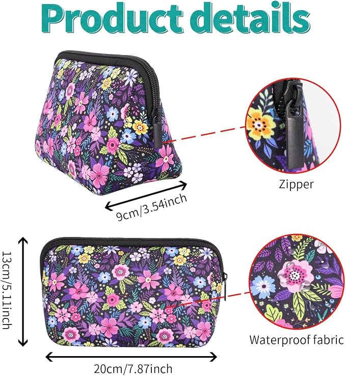 Cosmetic Bag Waterproof Neoprene Zipper Pouch Travel Portable Toiletry Makeup Bags Organizer Case for Women and Girls