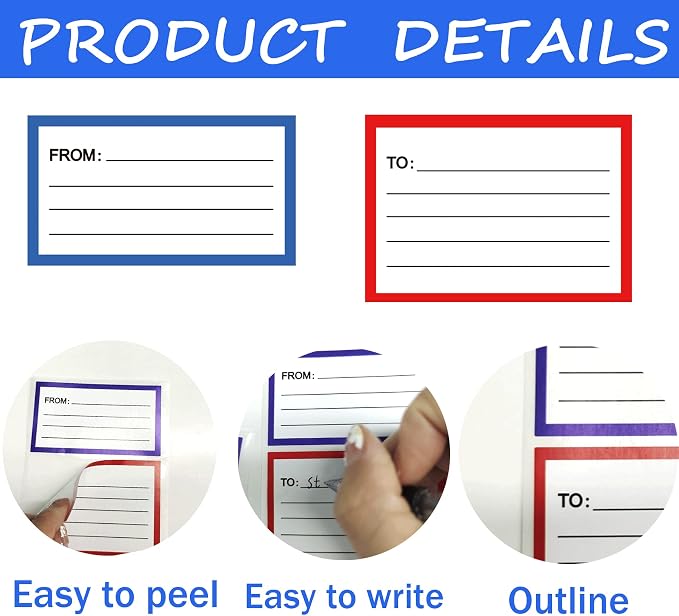 to from Return Address Mailing Labels 60 Sheet Blank Mail Shipping Label | Postage Guaranteed Stickers 3.5x4.5'' Self Adhesive Handwriting to/from Address Tags Sticker for Package School,Home,Office