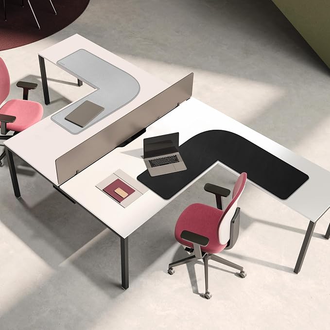 Chihein L-Shaped Desk Pad, Corner Desk Mat (37.4”+ 49.2”) x 12.99”, Computer Office Mouse pad Writing Table Pad for Home Office - Black/Gray