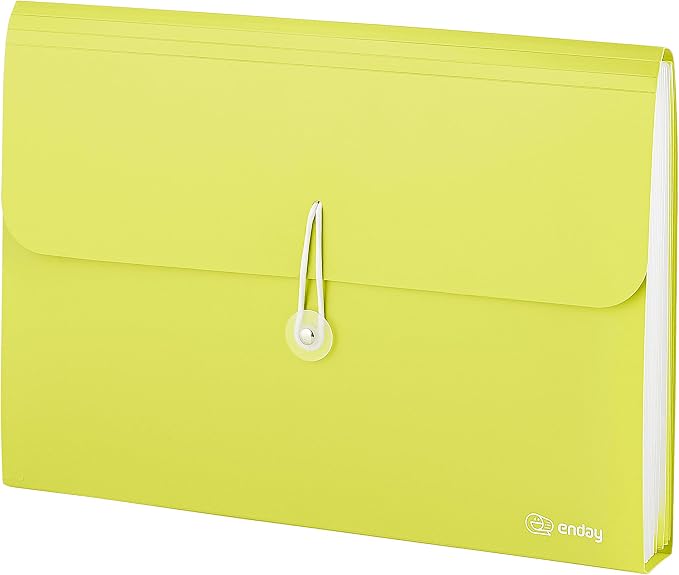 Accordion File Organizer Green, 7 Pocket Expanding File and Cover Folder with Labels, Plastic Portable Desktop Letter A4 Paper, Also Available in Red, Blue, Purple, Pink, Grey, 1 Pc – By Enday