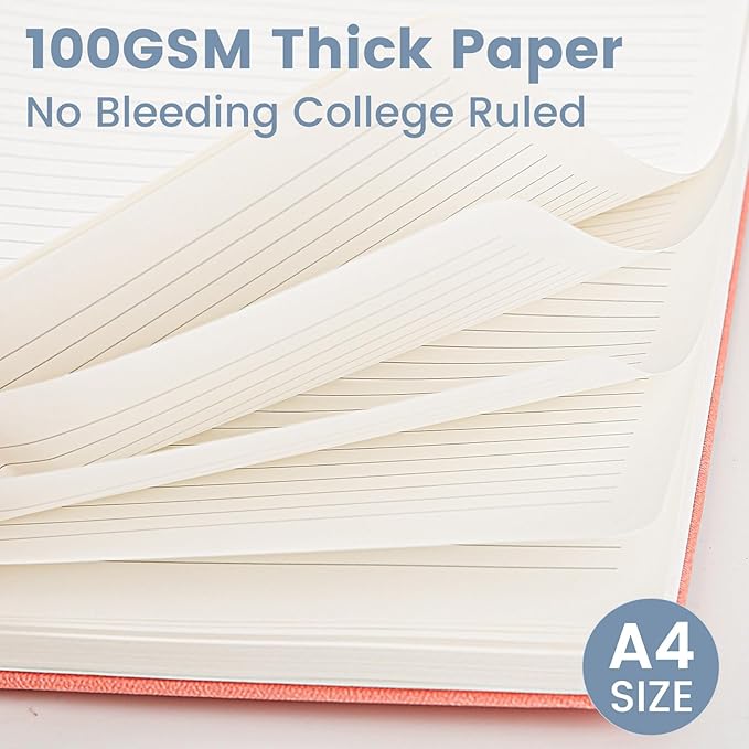 Spiral Notebook - 8.5 x 10.98 Inch Large Hard Cover Notebook with Elastic Band & Pocket, 180 Pages, Lay Flat Wirebound Journal for Work, School, Planning & Note Taking ReefBlue