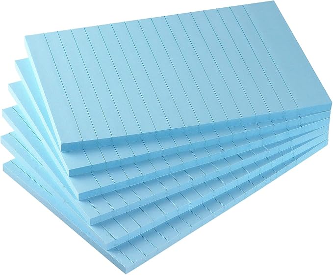 Early Buy Lined Sticky Notes, 4x6 in, 6 Pads, 45 Sheets/Pad (Light Blue)