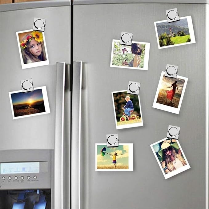 Square Strong Magnetic Clips, 2.3"-6 Pcs, 57 mm, Silver, Heavy Duty Refrigerator Magnet Clips, Magnets, Office Supplies, Photo Displays