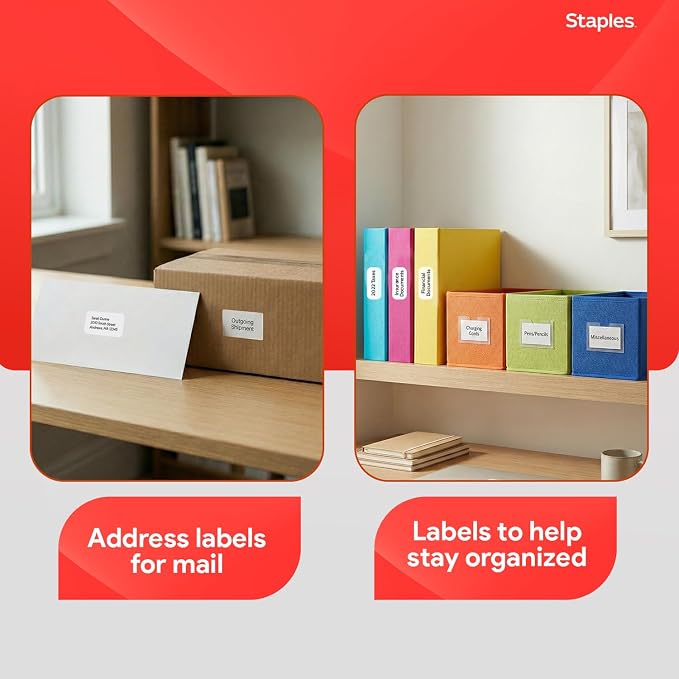 Staples 1" x 2-5/8" Address Labels, White – Printable Laser & Inkjet Mailing Labels, 750 Labels per Box