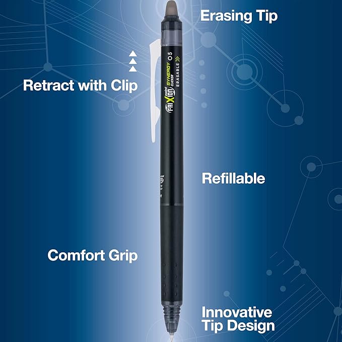 PILOT FriXion Synergy Clicker Erasable,Refillable & Retractable Gel Ink Pens,Extra Fine Point,Assorted Ink Colors,(17481),10 Count (Pack of 2)