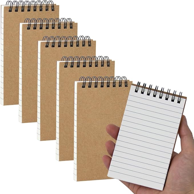 6 Pack 3x5" Spiral Pocket Notebook, College Ruled Small Notepad for School | Mini Notebooks & Small Notebooks, Pocket Notepads, Lined Note Pads for Home Office School Work Travel, Ideal for Quick Notes