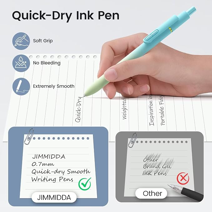 Retractable Gel Pens, 8 Pack Quick-Drying Black Ink with Fidget | 0.7mm Fine Point, Smooth Writing, Long-Lasting Ink, Stress Relief Pens for Journaling, School Office, Gift for Women Men