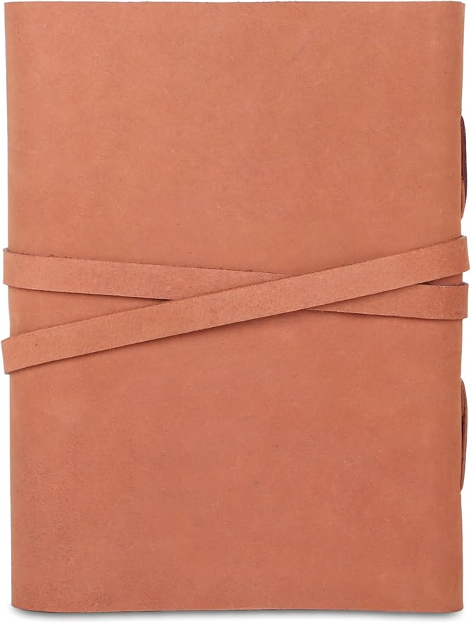 Leather Journal with Deckle Edge Paper 8x6 inch and Vintage Key | Handmade Writing Notebook Diary | Bound Daily Notepad for Men & Women Medium, Sketch/Writing pad for Artists