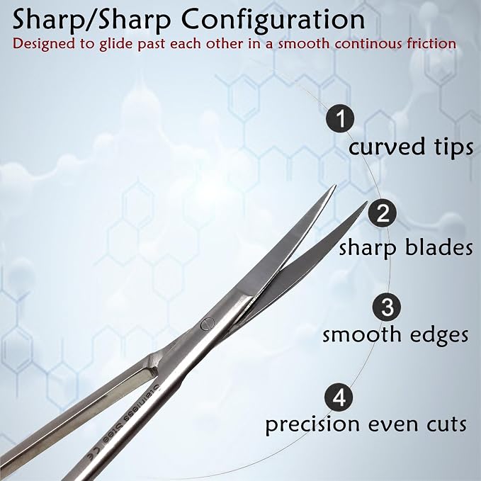 A2Z Iris Micro Tip Scissors 7" Curved, Nurse Essential Shears – Fine Precision Stainless Steel Utility Scissors for Lab Use, Training, Crafting, & Grooming - Suitable for Lab, Home, Car & Travel