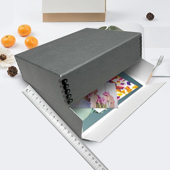 Lineco Museum Archival Storage Box, Drop Front, 14.75x18.75x3 in, Gray | Acid-Free with Metal Edge, Preserves Picture Longevity, Organize Photos, Newspapers, Prints, Documents, Crafts, DIY