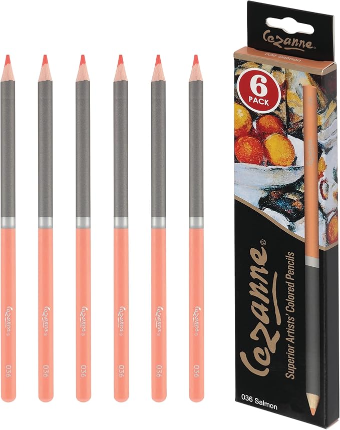Cezanne Creative Mark Premium Colored Pencils, Salmon, 2 Packs (12 Count) Highly Pigmented Artist Set, Smooth Sketching Coloring Highlighting Blending, Soft 3.3Mm Wax-Based