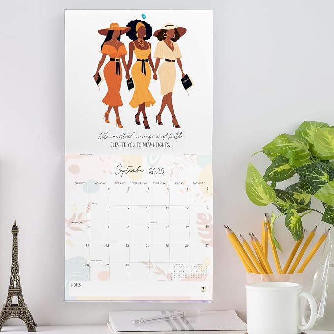 African American Expressions 2025 Wall Calendars - Monthly Calendars Celebrating Black Culture & History - 12x12 Hanging Calendar - 16 Months - Women Who Walks with God Calendar