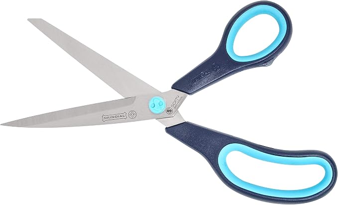 Mundial 9.5-Inch Cushion Soft Professional Dressmaker Shears - with Comfortable Blue Handle and Micro-Serrated Bottom Blade for Effortless Dressmaking and Precision Cuts