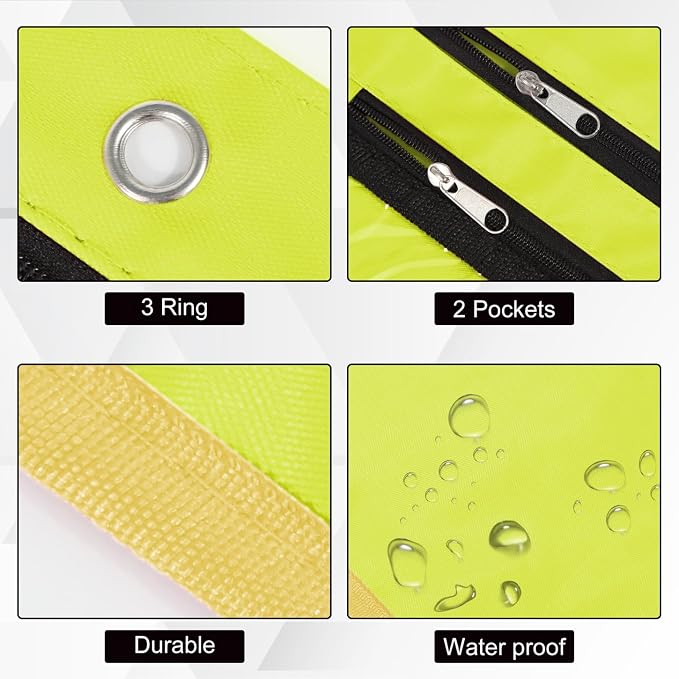 YoeeJob 2 Pack 1 Inch Expandable Zipper Pencil Pouches with Clear Window for 3 Ring Binder, Suitable for School & Office（Yellow）