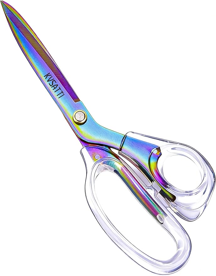 Scissors All Purpose Heavy Duty - 9" Titanium Coated Stainless Steel Blades for Office Desk, Craft Art, School Classroom & Teacher Supplies, Right Hand Only (Colorful)