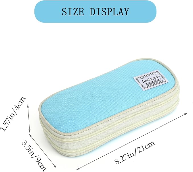 FUXINGYAO Pencil Case, Multi-compartment Pencil Pouch, Portable Pencil Bag (2101-big-BL)