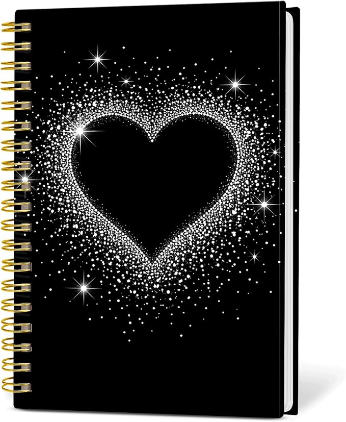 KZYVFNPQ Spiral Journal Notebook for Women Men, A5 Cute Hardcover Lined Notebook with Strong Binding,College Ruled Notebook for Office Work Writing(Heart)