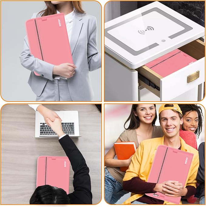 ENGPOW Expanding File Folder,Fireproof 13 Pockets Document Organizer Bag | Accordion File Organizer with Zipper＆Labels,Portable Home Travel Safe Storage for Important Files,Papers,Letter Size,Pink