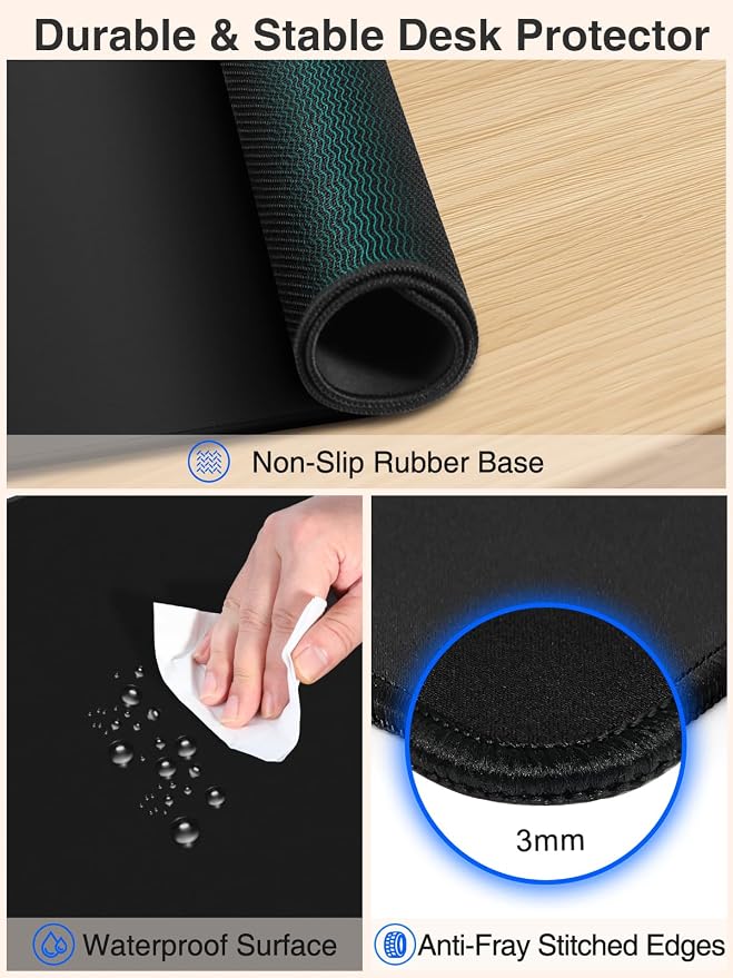 Wireless Charging Mouse Pad, 31.5"x15.8" Large Desk Mat, Smooth Glide | Waterproof Mousepad, Stitched Edge, Non-Slip Rubber Base, Desk Pad Computer Keyboard Mat, No Adapter