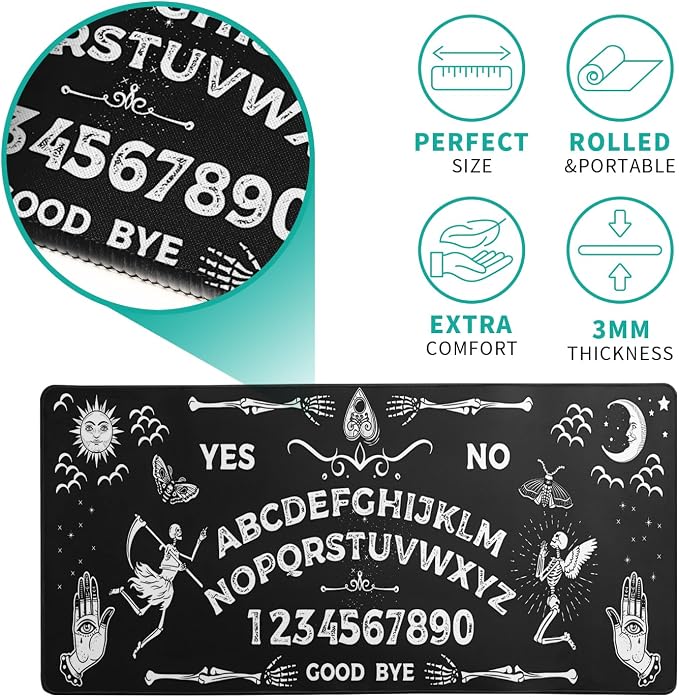 Mysterious Spirit Goth Gaming Mouse Pad 27.6x11.8 Inch Large Desk Mat Black Extended Pads Big Mousepad Non-Slip Rubber Base Keyboard Mat with Stitched Edges for Gaming Laptop Computer PC Desktop