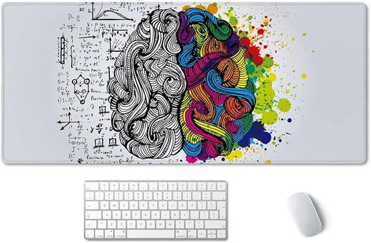 SSOIU Large Mouse Pad, Cute Desk Mat for Desktop, Women Girls Waterproof Gaming Mousepad, Left and Right Brain Computer PC Laptop Protector Writing Pads for School Office Home 35.5" x 15.7"
