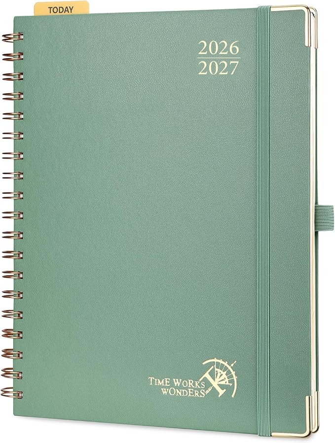 POPRUN 2026-2027 Weekly Planner 10" x 8"Weekly and Monthly Planner Calendar | Jul 2026 - Jun 2027，Daily Agenda Book & Appointment Book with Hourly Schedule, Tabs, Hardcover- Midnight Green