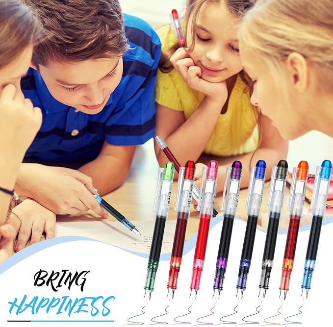 Zonon 16 Pieces Disposable Fountain Pens Multicolor Set Colored Ink Writing Fountain Pens Assorted Color Extra Fine Point Nib for Calligraphy Sketching, Holiday Gifts Office School Supplies