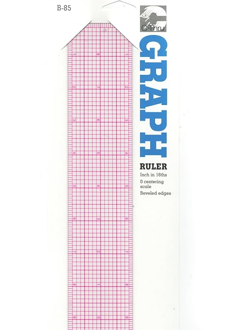 C-Thru B-85 2" x 18" Beveled Plastic Graph Ruler – Clear, Precise & Durable Measuring Tool for Drafting, Sewing, & Crafts