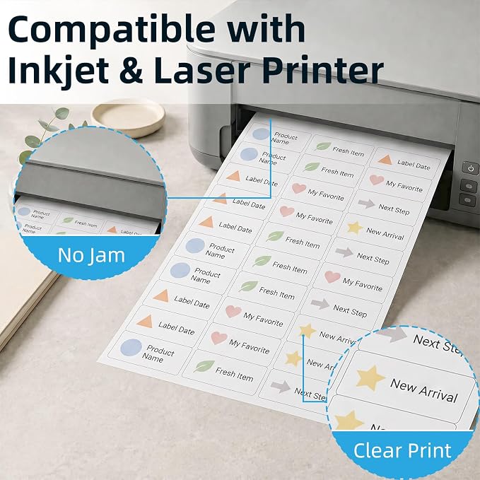 THEBLUETOUCH 1500 pcs Matte White Address Printable Labels, 1" x2-5/8 | 50 Sheets, 30 Labels Per Sheet, Blank Mailing Stickers, Compatible with Laser and Inkjet Printers for Shipping Address Use