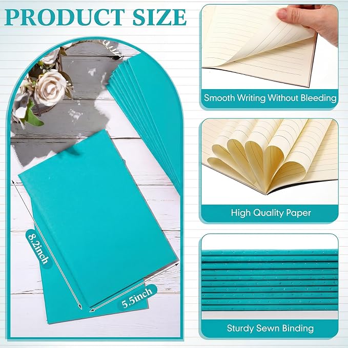 Mimorou 100 Pcs Journals Notebooks Bulk - Kraft Softcover A5 Small Notebooks 5.5 Inch x 8.3 Inch Notepads with 60 Page 30 Sheet for Writing Sketch Travel Office Supplies(Cyan,Lined)