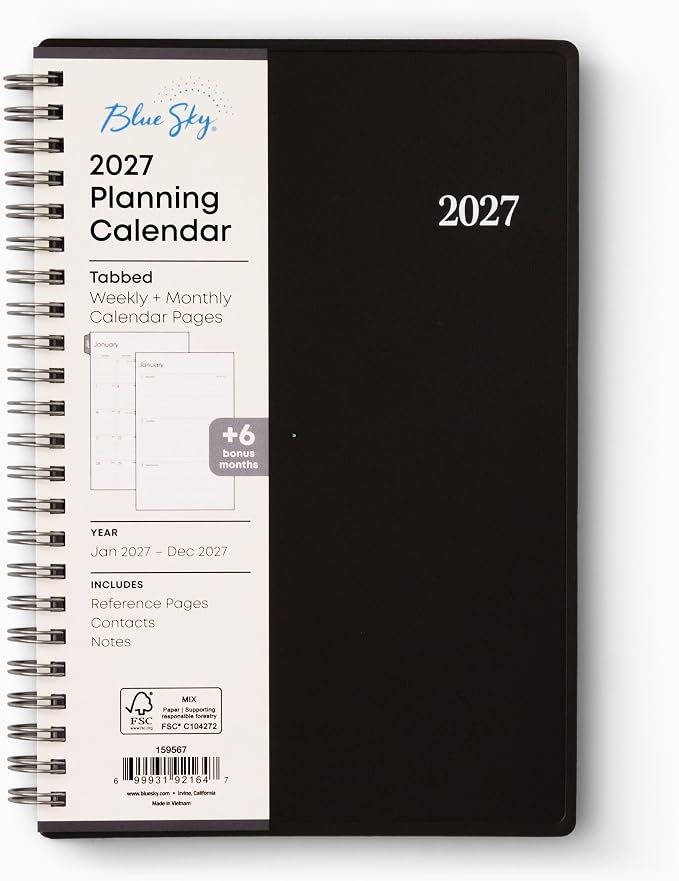 Blue Sky 2027 Weekly & Monthly Planner, 5"x8", Enterprise | January 2027 - December 2027, Flexible Cover, Durable Twin Wire Binding, Laminated Tabs