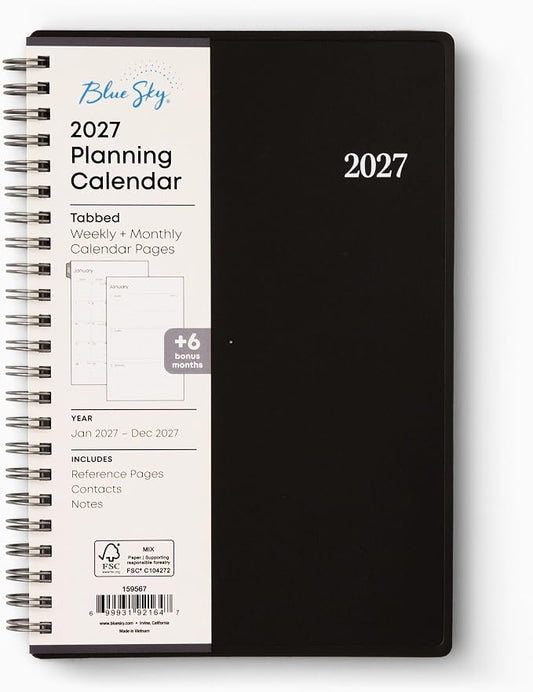 Blue Sky 2027 Weekly & Monthly Planner, 5"x8", Enterprise | January 2027 - December 2027, Flexible Cover, Durable Twin Wire Binding, Laminated Tabs