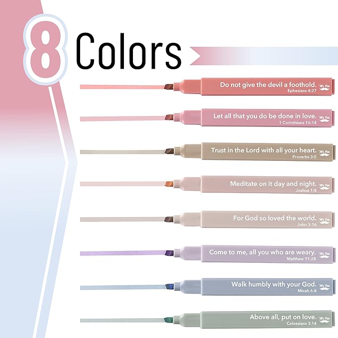 Mr. Pen- Bible Highlighters with Color-Coding System, 8 Pack | Soft Chisel Tip, Aesthetic Highlighters Assorted Colors