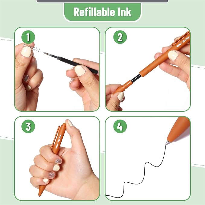 Mr. Pen- Retractable Gel Pens, 12 Pack, Black Ink, Natural Colors Barrels | Fine Point 0.5mm, Fast Dry, Smooth Writing, Cute Pens for Drawing, Writing Planner and School Supplies