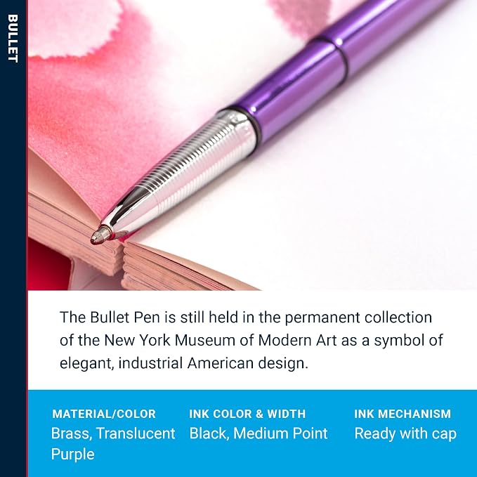 Fisher Space Pen Purple Haze Bullet Pen, Pressurized Ballpoint Pen, Compact Pocket Size, Writes Upside Down and in Extreme Temperatures, Smooth Black Ink, Medium Point, Gift Box, Made in the USA