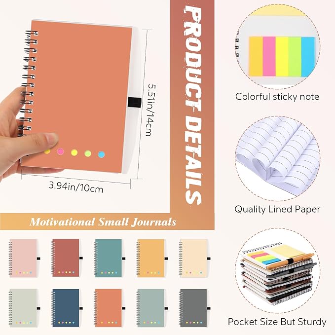 Chuangdi 20 Sets Lined Spiral Notebooks with Sticky Notes and Bamboo Pens, Back-to-school Gifts for Office Teachers Staff, Boho Notebook with Pen Bulk Gift (Ethnic)