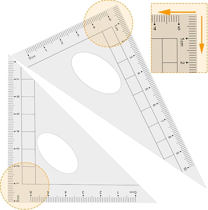 Maths Compasses for Geometry Student Drafting Compass Set Starter Kit with Protractor, Set Squares with Case for School Maths Study, Orange
