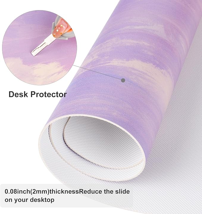 Colorful Star Pink Large Mouse Pad, 31.5" x 15.7" | Cute Mousepad & Large Desk Pad, PU Leather Laptop Mat, Waterproof Non-Slip Desk Mat for Office Accessories Women& Girl