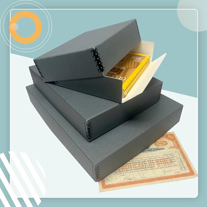 Golden State Art, Archival Storage Box, Gray, 16.75x20.75x3 Inch, Pack of 2 | Acid-Free Museum Box with Metal Edge Corner, for Storing Artwork Photos Documents Prints Arts And Crafts