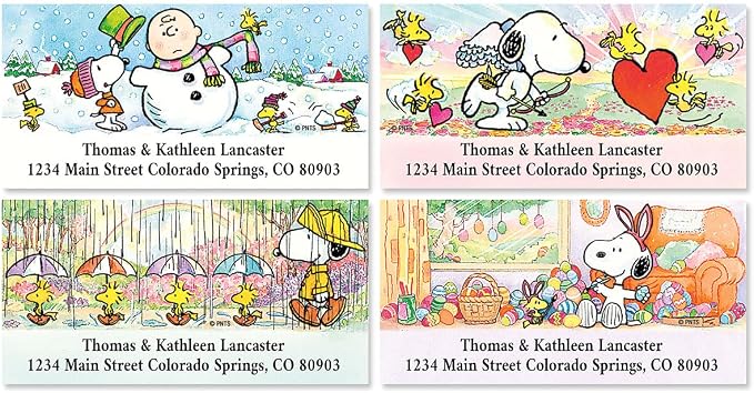Colorful Images Peanuts Return Address Mailing Labels | Year Round , 144 Count, Self-Adhesive on Flat-Sheets, Customize with Name & Shipping Address