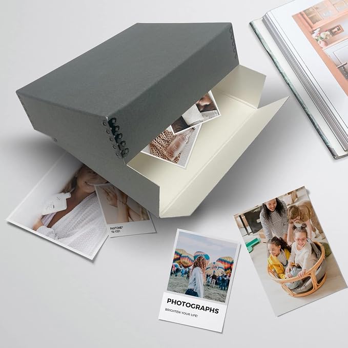 Lineco Museum Archival Storage Box, Drop Front, 9.25x11.75x3 in, Gray | Acid-Free with Metal Edge, Preserves Picture Longevity, Organize Photos, Newspapers, Prints, Documents, Crafts, DIY