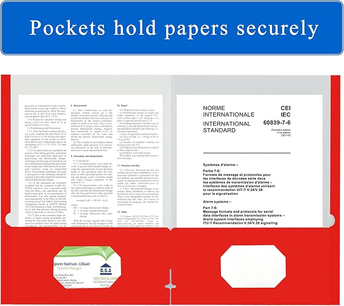 Zzrywuty File folders with Pockets,Red Two folders for documents,25 Pack Paper Folders with Card Slot,Letter Size,School Students,Business,Home and Office Workers