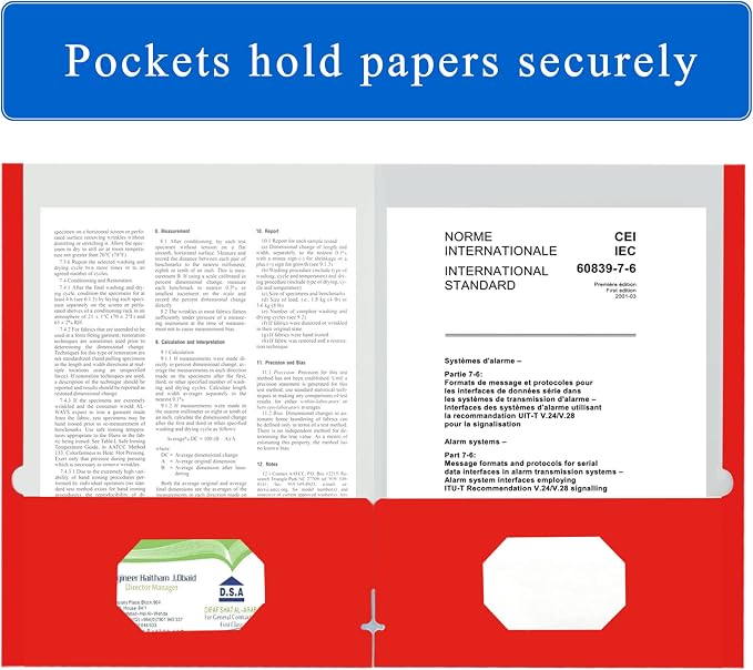 Zzrywuty File Folders with Pockets,Red Two Folders for Documents,50 Pack Paper Folders with Card Slot,Letter Size,School Students,Business,Home and Office Workers
