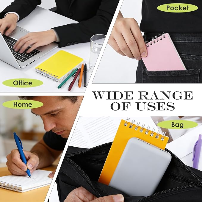 30 Pack Small Spiral Notebooks, 3 x 5 Inch Memo Pads | Mini Top Spiral Memo Pads, Lined Memo Pads, Pocket Notebook for Home, School, Office, 60 Sheets, 120 Pages
